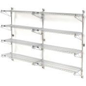 Nexel® Chrome Wall Mount Wire Shelving 24"W x 14"D x 63"H 4 - Shelf Add-On