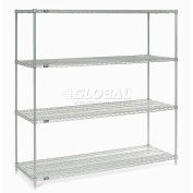 Nexelate® Silver Epoxy Wire Shelving Starter 72"W x 36"D x 74"H