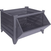 Global Industrial Stackable Steel Container W/Hopper Front, 48"Lx48"Wx24"H, Unpainted