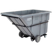 Global Industrial Forkliftable Extra HD Plastic Tilt Truck, 1.5 Cu. Yd. 2000 Lbs. Cap, Gray