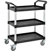 Rubbermaid FG9T6700BLA Medium Lipped Two Shelf Utility Cart - 40 x 24 x  31 1/4