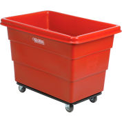 Global Industrial™ Plastic Bulk Box Truck, 8 Bushel, Steel Chassis Base Red