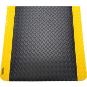 Global Industrial™ Diamond Plate Ergonomic Mat 15/16" Thick 4' x 6' Black/Yellow Border