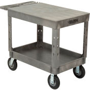 Global Industrial Extra Strength Plastic 2 Flat Shelf Service Cart 44x25-1/2 8" Wheels