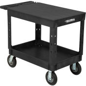 Global Industrial Flat Top Utility Cart w/2 Shelves, 44"L x 25-1/2"W x 35-1/2"H, Black