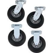 Global Industrial 6" Pneumatic Caster Kit For 6-8BU Plastic Bulk Box Truck, 2 Swivel/2 Rigid