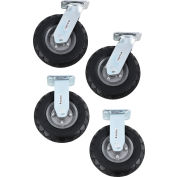 Global Industrial 8" Pneumatic Caster Kit For 12-20BU Plastic Bulk Box Truck, 2 Swivel/2 Rigid