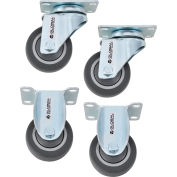 Global Industrial 3" TPR Rubber Caster Kit For 6-8BU Plastic Bulk Box Truck, 2 Swivel/2 Rigid