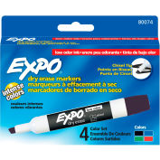 Expo® Low Odor Dry Erase Marker, Chisel Tip, Black/Blue/Green/Red Ink, 4/Pack - Pkg Qty 12