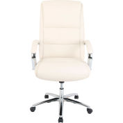 Interion® Modern Comfort Executive Chair - Leather - High Back - Ivory