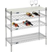 Nexel® Chrome Wine Display Unit - Cutting Board Top - 36"W x 14"D x 34"H - 4 Tier