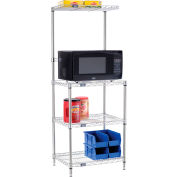 Nexel® Poly-Z-Brite® Single Station Microwave Shelving - 4 Tier - 24"W x 18"D x 63"H
