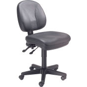 Interion® Task Chair With 17-1/2"H Back, Leather, Black