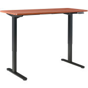 Interion® Electric Height Adjustable Standing Desk, 60"W x 24"D, Cherry W/ Black Base