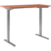 Interion® Electric Height Adjustable Standing Desk, 60"W x 30"D, Cherry W/ Gray Base