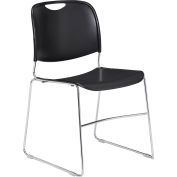 Interion® Stacking Chairs With Mid Back, Plastic, Black - Pkg Qty 4