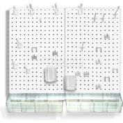Global Approved 900945-WHT Pegboard Room Organizer Kit, Hardware Included, White Opaque ,1 Piece