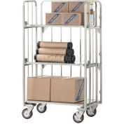 Global Industrial® Folding Truck w/Solid Shelves, 2000 lb. Cap, 38"L x 25"W x 66"H, Silver