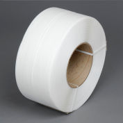 Global Industrial 8" x 8" Core Machine Grade Strapping, 12900'L x 3/8"W x 0.021" Thick, White