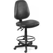 OFM Straton Series Model 119-VAM-DK Armless Swivel Task Chair with Drafting Kit, Vinyl, Black