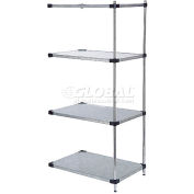 Nexel® 4 Tier Shelving Add-On Unit, Solid Galvanized Steel, 36"Wx24"Dx86"H