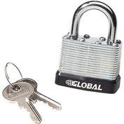 Global Industrial General Security Laminated Steel Padlock, Bumper & 2 Keys -Keyed Differently