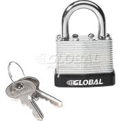Global Industrial General Security Steel Padlock Bumper and Two Keys Keyed Differently