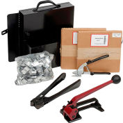 Pac Strapping Kit w/ Tensioner/Sealer/Cutter/Case & Two 5/8&quot; Strap Width x 200'L Coils, Black