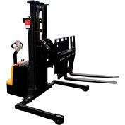 Fully Powered 25" Reach Stacker S-118-AA-FR 1500 Lb 118"H Adj Forks Inside Adj Straddle Legs