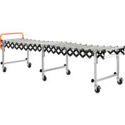 Global Industrial™ Portable Flexible & Expandable 2'8" to 8'6" Conveyor - Steel Rollers - 24"W