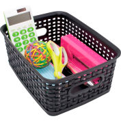 Advantus® Plastic Weave Bin Small 40326 - 10"L x 7-1/4"W x 4"H Black, 3-Pack - Pkg Qty 2