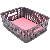 Advantus® Plastic Weave Bin Medium 40327 - 13-3/4"L x 10-1/2"W x 4-1/2"H Black, 2-Pack - Pkg Qty 2