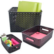 Advantus® Plastic Weave Bin Small Medium Large 40329 - 13-3/4"L x 10-1/2"W x 8-3/4"H, 3-Pack - Pkg Qty 2