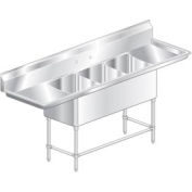 Three Bowl Aerospec SS NSF Sink with two 18'W Drainboards - 24"Wx24"D