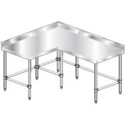 Aero Manufacturing 3TCBX-6060 16 Gauge Corner Worktable 304 Stainless Steel - 4" Backsplash 60 x 60