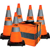 Aervoe 28" HD Collapsible Safety Cone With LED Light, Weighted Base, 5/Pack, 1186-5