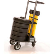 Banner Stakes PLUS Cart Package, 22"-42" Yellow Post, 15' Yellow "Caution" Belt