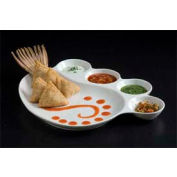 American Metalcraft CSP4 - Porcelain Impression Plate, 12-1/2" Dia., 1 Eating Area and 4 Sauce Cups