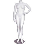 Female Mannequin - Full Figure, Headless, Left Arm on Hip, Left Leg Bent - White