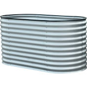 Hanover Galvanized Steel Oval Raised Planter Bed, 31.5"D x 63"W x 32.2"H, Silver