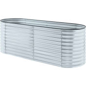 Hanover Galvanized Steel Oval Raised Planter Bed, 31.5"D x 94"W x 32.2"H, Silver