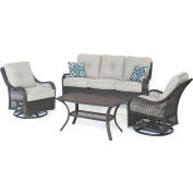 Hanover® Orleans 4 Piece All Weather Patio Set, Silver Lining/Gray