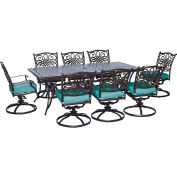 Hanover® Traditions 9 Piece Dining Set w/ Square Cast Top Dining Table & 8 Swivel Rockers