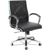 Alera® Mesh Mid-Back Slim Profile Chair - Leather - Black - Neratoli Series
