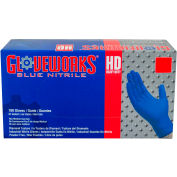 Ammex® GWRBN Gloveworks Industrial Grade Textured Nitrile Gloves, Powder-Free, Blu, XL, 100/Box