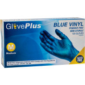 Ammex® GlovePlus Industrial Grade Vinyl Gloves, 4 Mil, Powder-Free, M, Blue, 100/Box