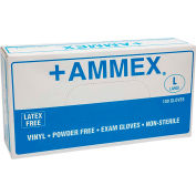 Ammex&#174; VPF Medical/Exam Grade Vinyl Gloves, 4 Mil, Powder-Free, L, Clear, 100/Box