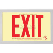 Rigid Plastic `Red' Exit Sign Inside Silver-Colored Brushed Aluminum Frame