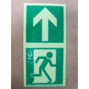 Photoluminescent Directional Marker for Floors - Man Running + Arrow, 2"W x 4"L