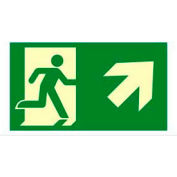 Photoluminescent &quot;Man Right/ Arrow Right Up&quot; NYC Mea-Listed Aluminum Sign